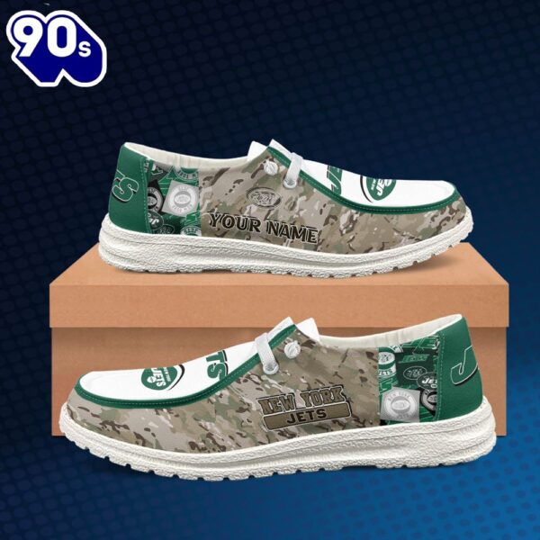 New York Jets-NFL Camo Personalized Canvas Loafer Shoes
