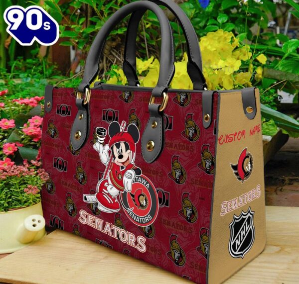 Ottawa Senators NHL Mickey Women Leather Hand Bag