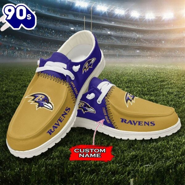 Personalized NFL Baltimore Ravens Custom Name Canvas Loafer Shoes
