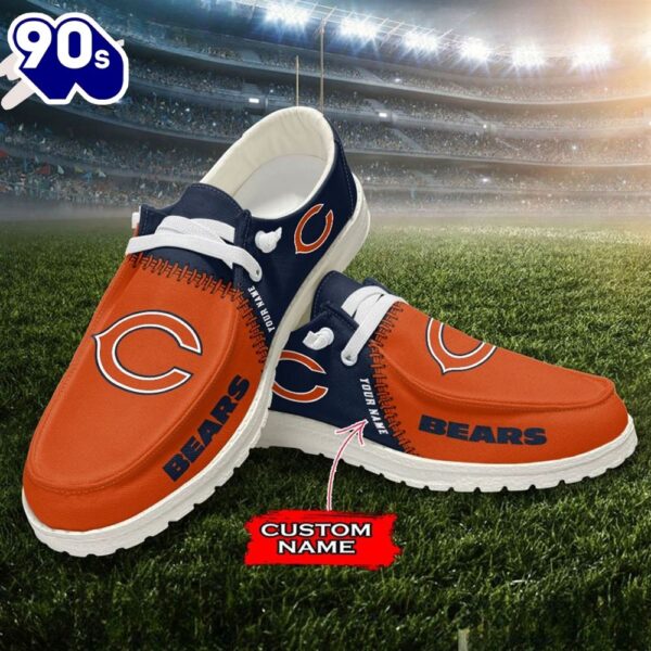 Personalized NFL Chicago Bears Custom Name Canvas Loafer Shoes
