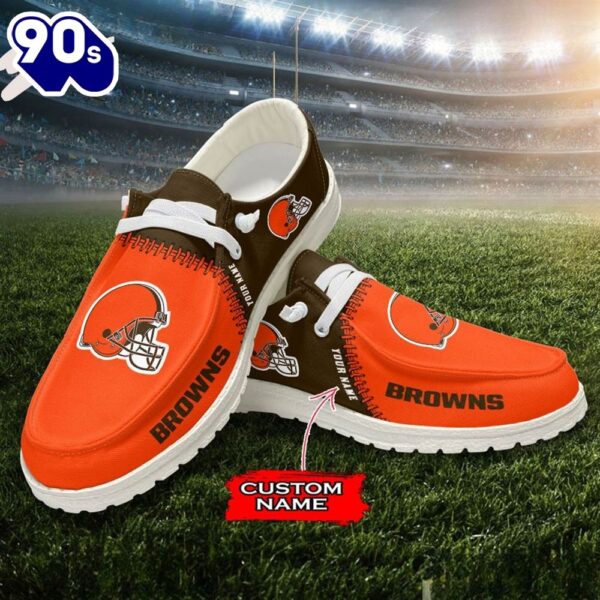 Personalized NFL Cleveland Browns Custom Name Canvas Loafer Shoes