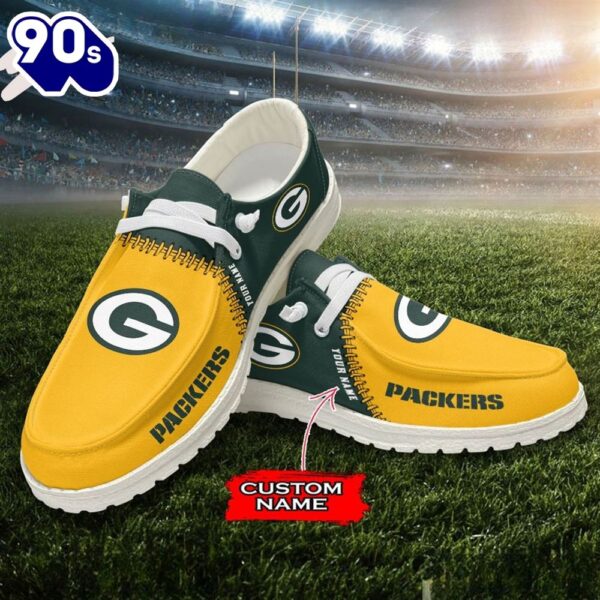 Personalized NFL Green Bay Packers Custom Name Canvas Loafer Shoes