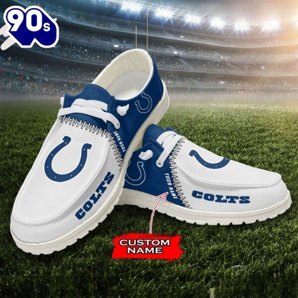 Personalized NFL Indianapolis Colts Custom Name Canvas Loafer Shoes