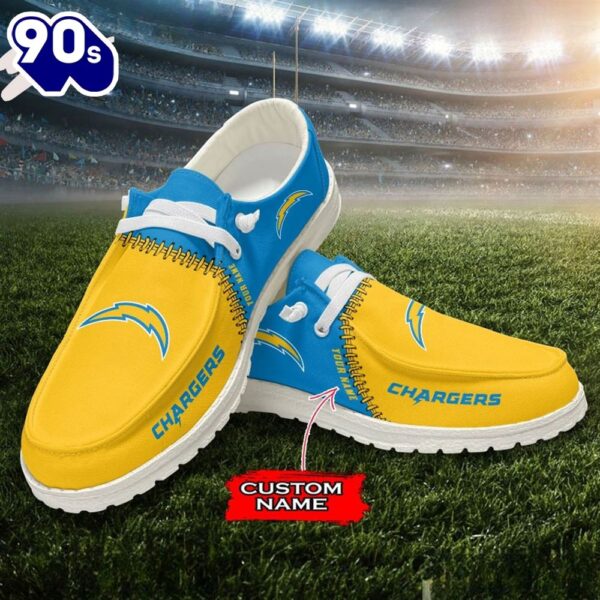 Personalized NFL Los Angeles Chargers Custom Name Canvas Loafer Shoes