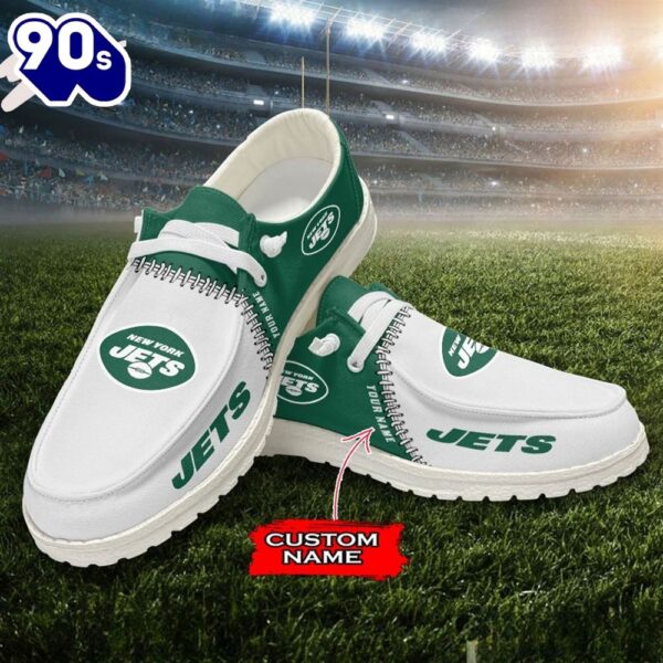 Personalized NFL New York Jets Custom Name Canvas Loafer Shoes