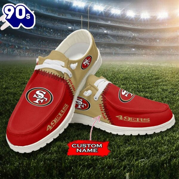 Personalized NFL San Francisco 49ers Custom Name Canvas Loafer Shoes