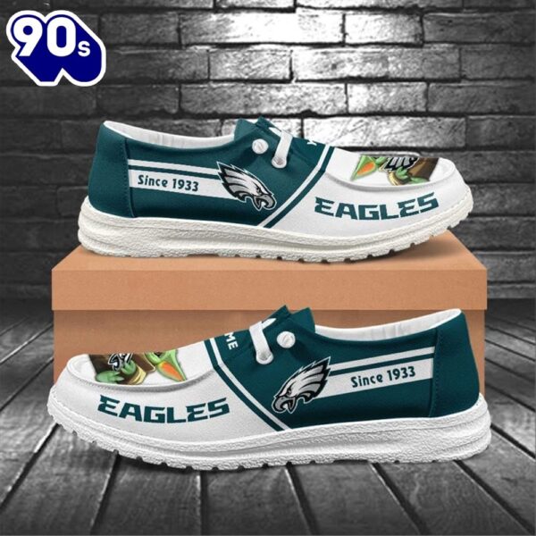Philadelphia Eagles Baby Yoda Grogu NFL Canvas Loafer Shoes