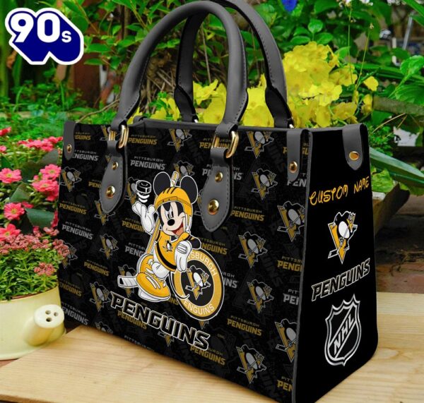 Pittsburgh Penguins NHL Mickey Women Leather Hand Bag