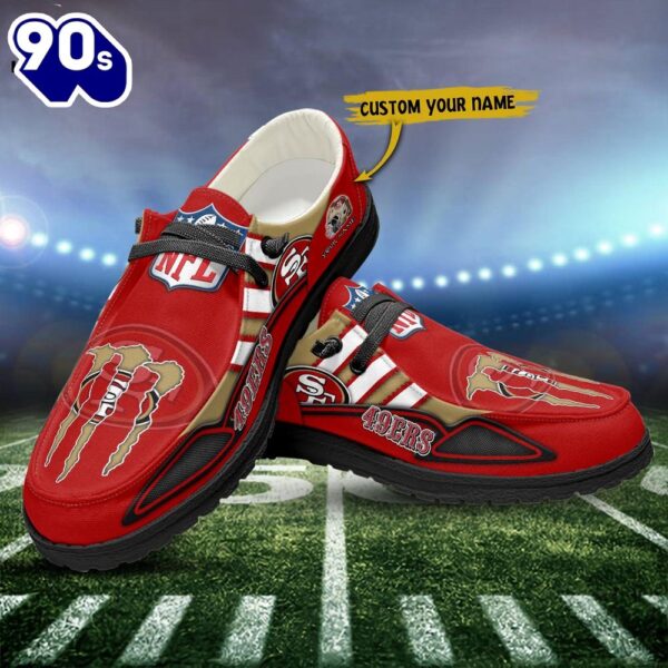 San Francisco 49ers Monster Custom Name NFL Canvas Loafer Shoes