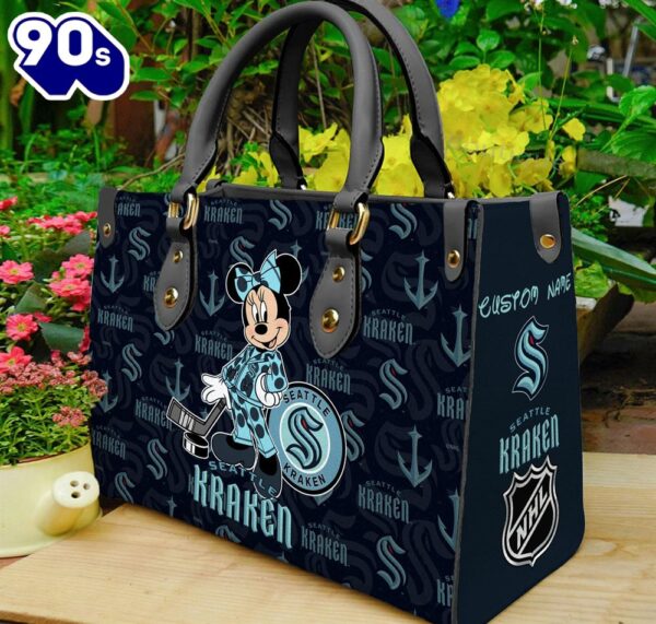 Seattle Kraken NHL Minnie Women Leather Hand Bag