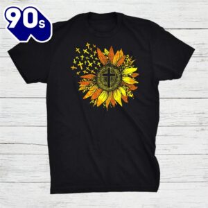 Sunflower Christian Decor Leopard Print Cross Happy Easter Shirt 1