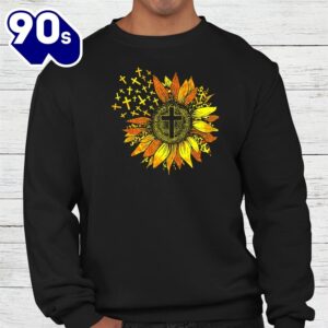 Sunflower Christian Decor Leopard Print Cross Happy Easter Shirt 3