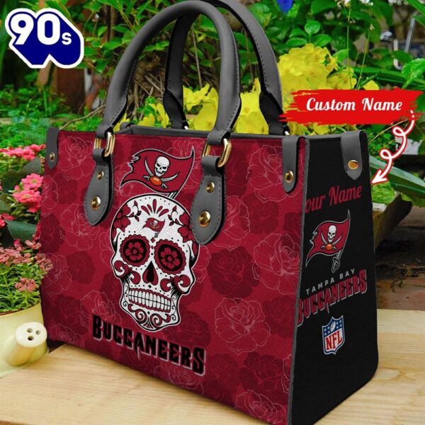 Tampa Bay Buccaneers NFL Team Sugar Skull Women Leather Hand Bag