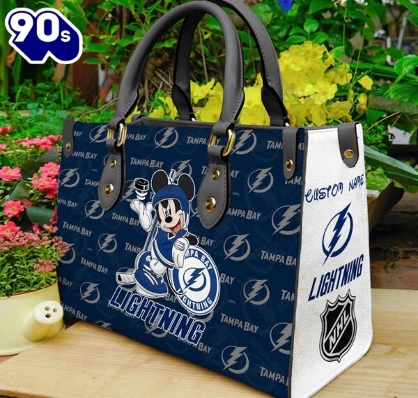 Tampa Bay Lightning NHL Mickey Women Leather Hand Bag