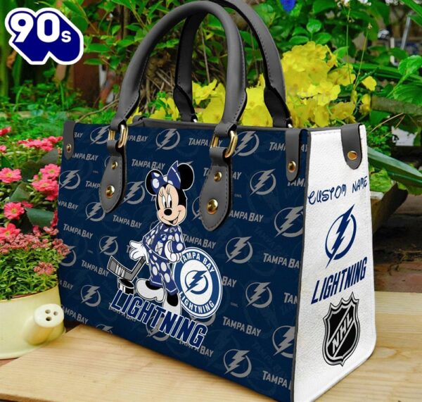 Tampa Bay Lightning NHL Minnie Women Leather Hand Bag