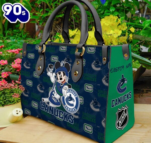 Vancouver Canucks NHL Mickey Women Leather Hand Bag