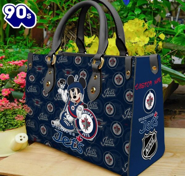 Winnipeg Jets NHL Mickey Women Leather Hand Bag