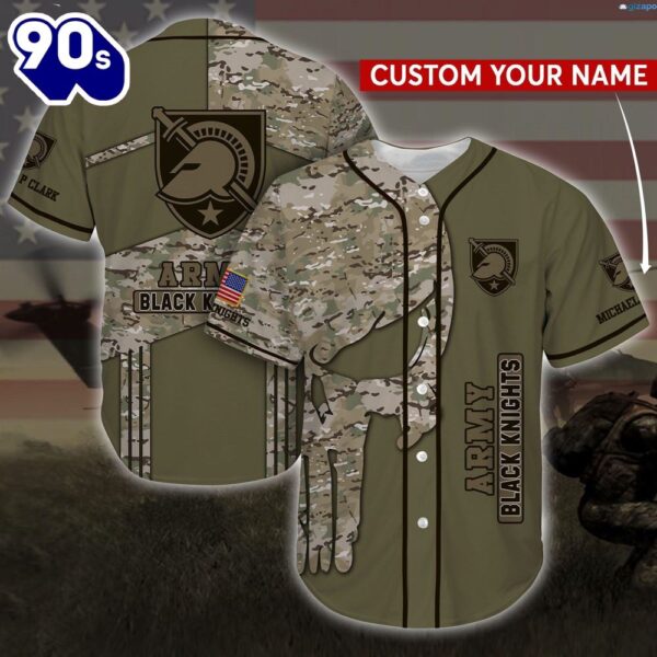 Army Black Knights Camo Personalized Baseball Jersey Shirt