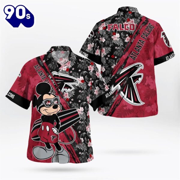 Atlanta Falcons Mickey Mouse Floral Short Sleeve Hawaii Shirt