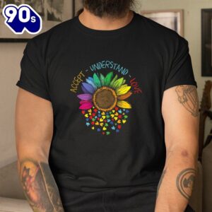 Autism Awareness Accept Understand Love Asd Rainbow Flower Shirt 2