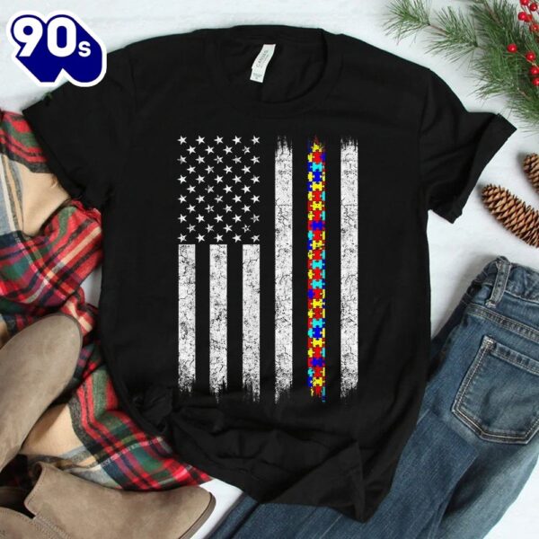 Autism Awareness American Flag Shirt