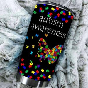 Autism Awareness Butterfly Tumbler Gift For Mom Dad Kids 2