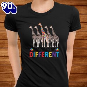 Autism Awareness Cute Giraffe Animal It's Ok To Be Different Shirt 2