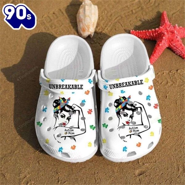 Autism Awareness Day Autism Mom Strong Messy Bun Puzzle Pieces Mothers Day Shoes Personalized Clogs