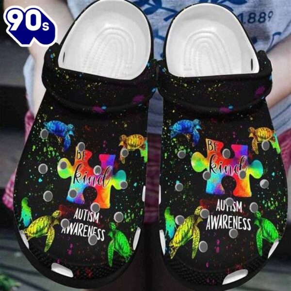 Autism Awareness Day Autism Puzzle Turtles Be Kind Shoes Personalized Clogs