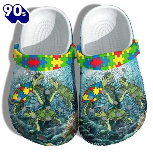 Autism Awareness Day Family Turtle Autism Puzzle Pieces Shoes Personalized Clogs