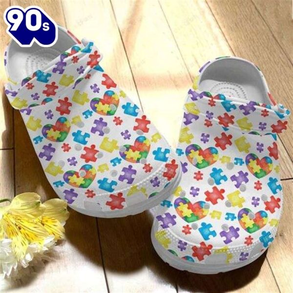 Autism Awareness Day Heart Autism Puzzle Pieces Shoes Personalized Clogs