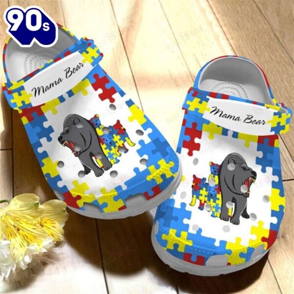 Autism Awareness Day Mama Bear Puzzle Pieces Mothers Day Shoes Personalized Clogs