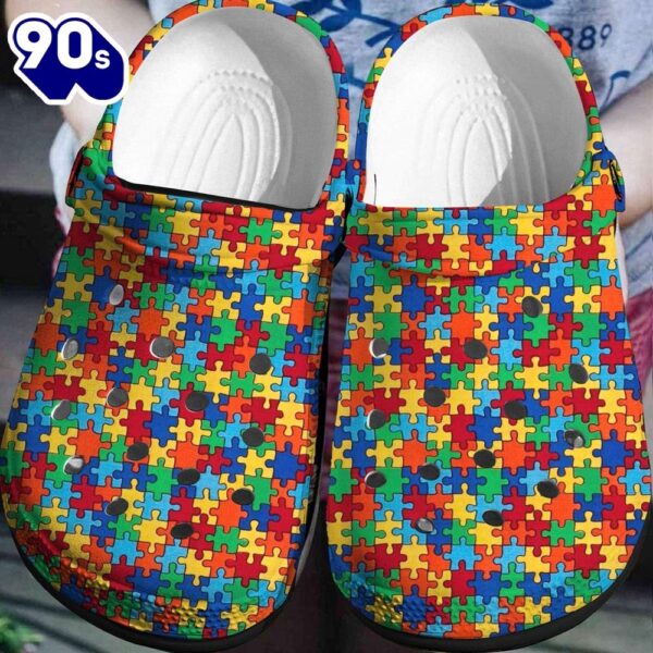 Autism Awareness Day Pattern Puzzle Pieces Shoes Personalized Clogs