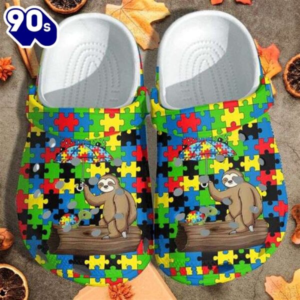 Autism Awareness Day Sloth And Turtle Puzzle Pieces Shoes Personalized Clogs