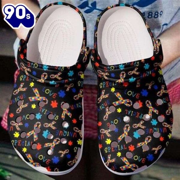 Autism Awareness Day Special Autism Ribbon Puzzle Pieces Shoes Personalized Clogs