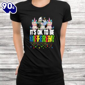 Autism Awareness Day Unicorn Gift It's Ok To Be Different Shirt 2