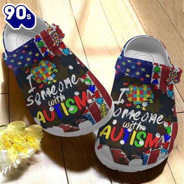 Autism Awareness Day Usa Flag I Heart Someone With Autism Puzzle Pieces Shoes Personalized Clogs