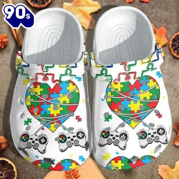 Autism Awareness Day Video Game Controller Autism Puzzle Pieces Shoes Personalized Clogs