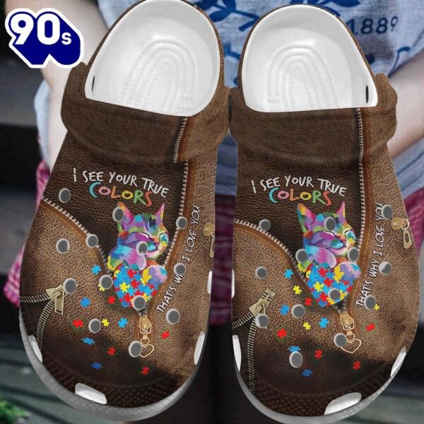 Autism Awareness I See Your True Colors Cats Personalized Clogs