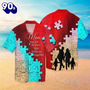 Autism Awareness Mom You Are The Piece That Holds Us Together Graphic Print Short Sleeve