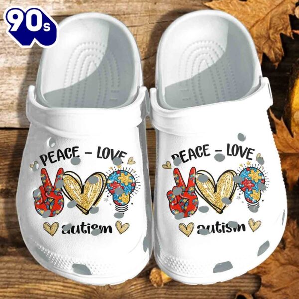 Autism Awareness Peace Love Autism Shoes For Men Women Personalized Clogs