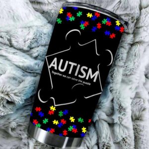Autism Awareness Ribbon Mom Dad Tumbler 2