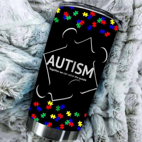 Autism Awareness Ribbon Mom Dad Tumbler