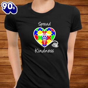 Autism Awareness Spread Kindness Nurse Heart Stethoscope Shirt 2