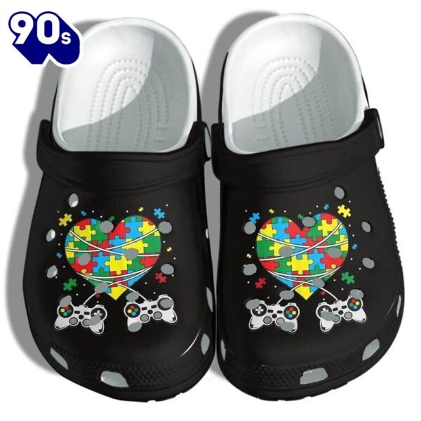 Autism Awareness Video Game Heart Puzzle Shoes For Men Women Personalized Clogs