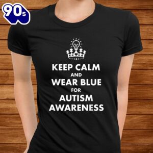 Autism Blue Keep Calm Light Bulb Puzzle Awareness Support Shirt 2