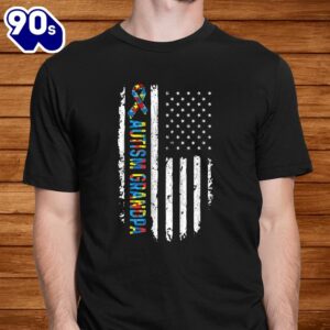 Autism Grandpa American Flag Support Autism Awareness Shirt 1