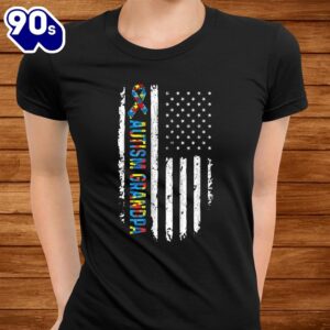 Autism Grandpa American Flag Support Autism Awareness Shirt 2