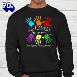 Autism Love Support Educated Advocate Awareness Month Kids Shirt 2