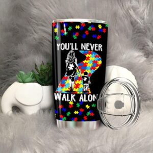 Autism Mom Tumbler Idea Youll Never Wall Alone Mom And Son Autism Awareness Puzzle Designs 1